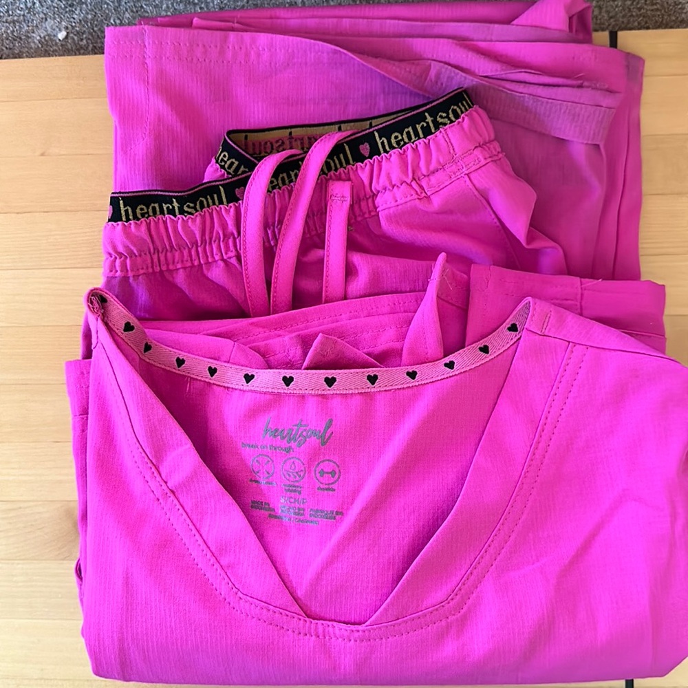 Heart Soul scrubs, size small, bright, pink, $40